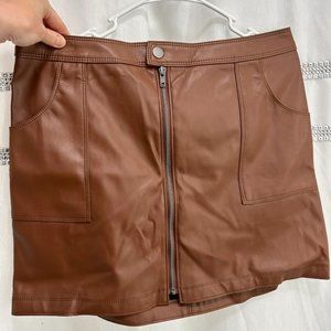 No boundaries pleather brown midi skirt